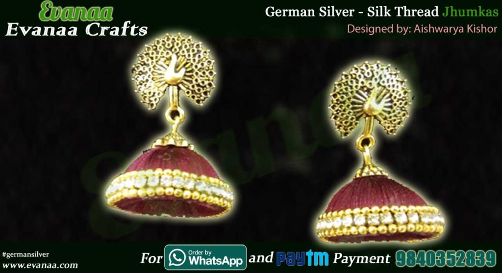 German Silver Silk Thread Jhumkas