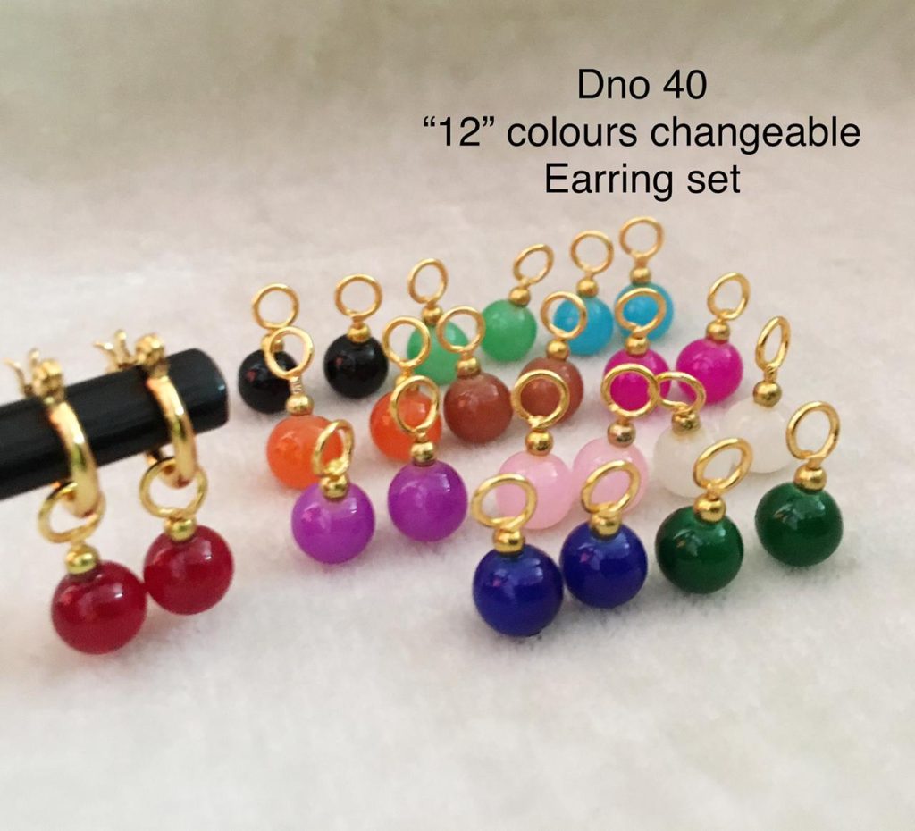 Baali Earring With Colorful Changeable Pearls