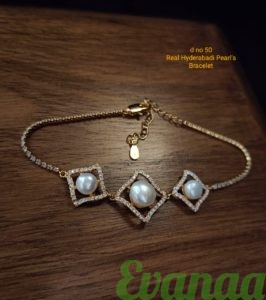 CZ Stone Chain With Real Pearl Bracelet