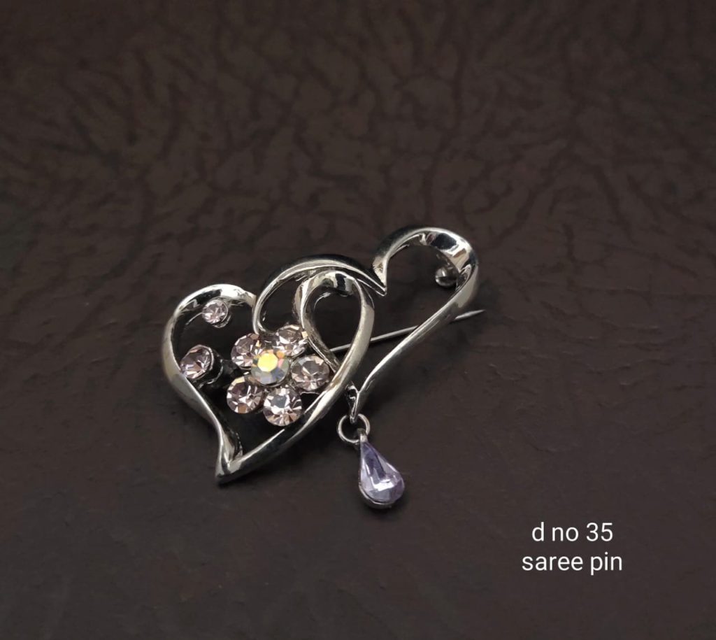 Trendy Silver Saree Brooch Pins