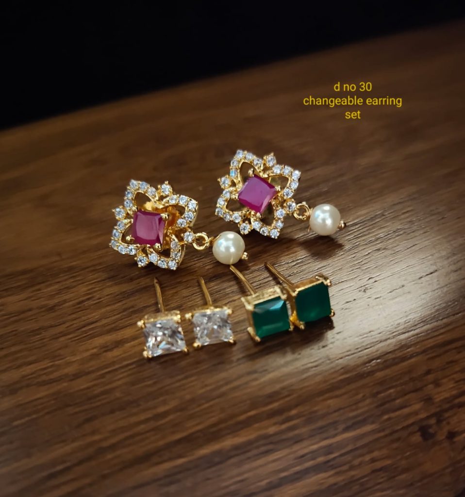 Multicolour Stylish Changeable Studs with Pearl and stones