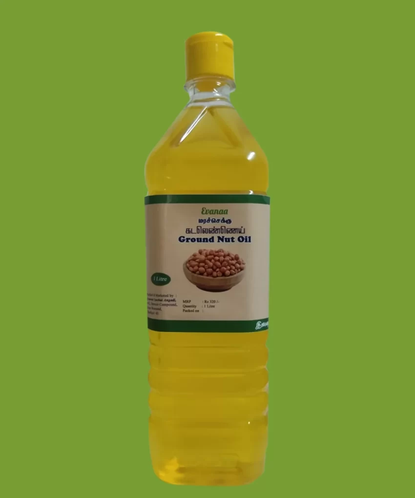 1 Litre -Evanaa Wood-Pressed Groundnut Oil (மர செக்கு கடலை எண்ணெய் )