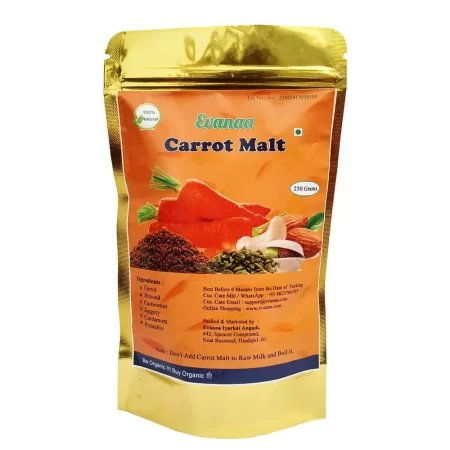 Evanaa Carrot Malt (250g) | Rich in Antioxidants | Immune-Boosting | 100% Natural & Homemade Carrot Powder | Nutritious Diet Drink for Kids, Adults & Elders